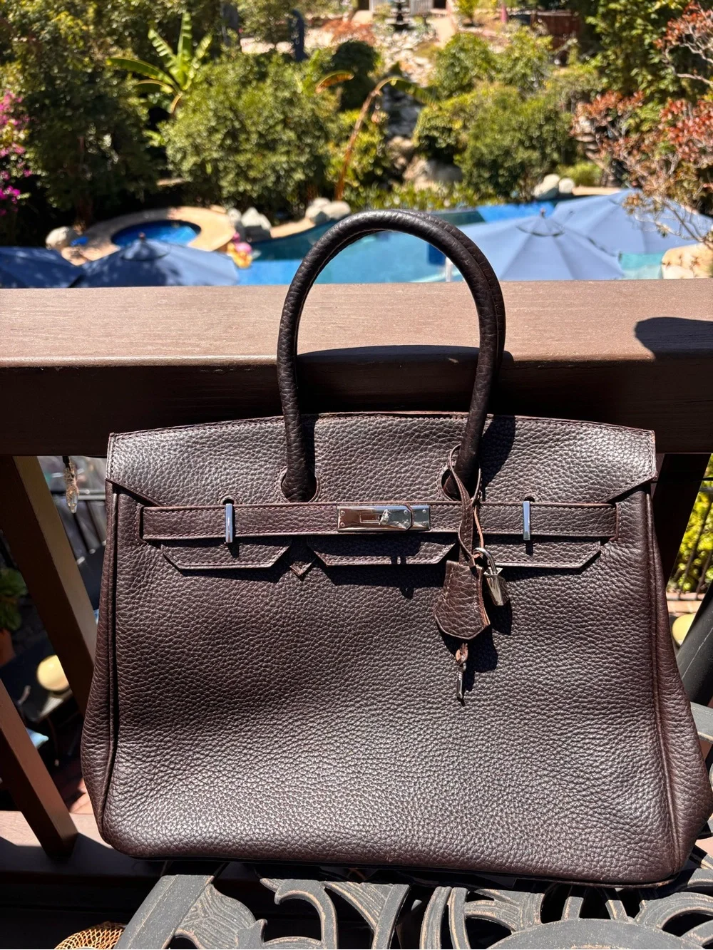Classic Italian dark brown Leather Top-Handle Tote Bag